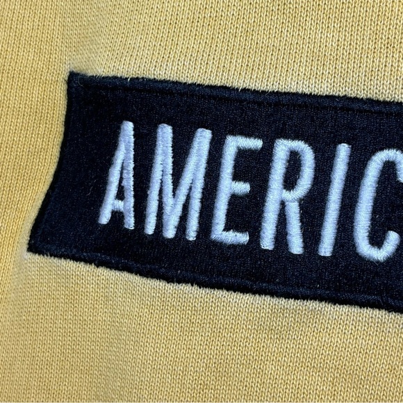 American Eagle Sweatshirt Mens Small Yellow Pullover Hoodie Embroidered - Picture 5 of 9